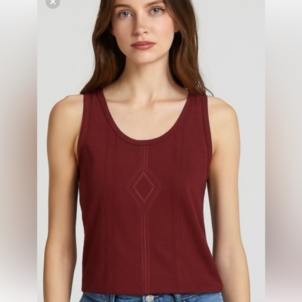 Eddie Bauer Embroidered Burgundy Tank Top XS - Picture 2 of 10